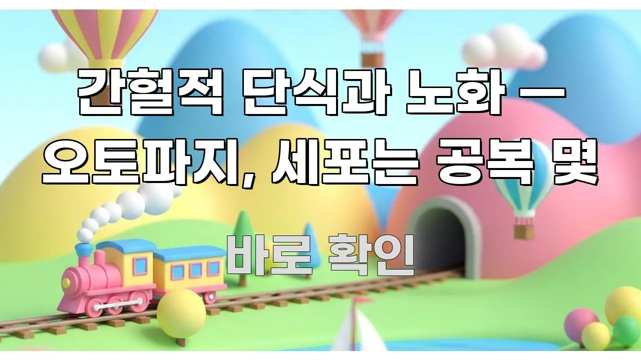 간헐적 단식과 노화 — 오토파지, 세포는 공복 몇 핵심 개념을 담은 가독성 높은 정보 이미지 - 참고용 이미지