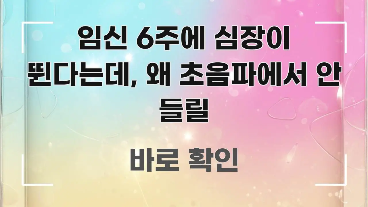 임신 6주에 심장이 뛴다는데, 왜 초음파에서 안 들릴 핵심만 담은 핵심 정보 비주얼 - 글 흐름을 돕는 시각 자료
