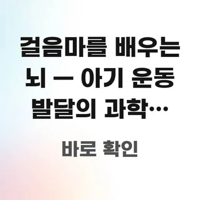 걸음마를 배우는 뇌 — 아기 운동 발달의 과학과 부모가 깔끔하게 정리된 텍스트 중심 디자인 표지