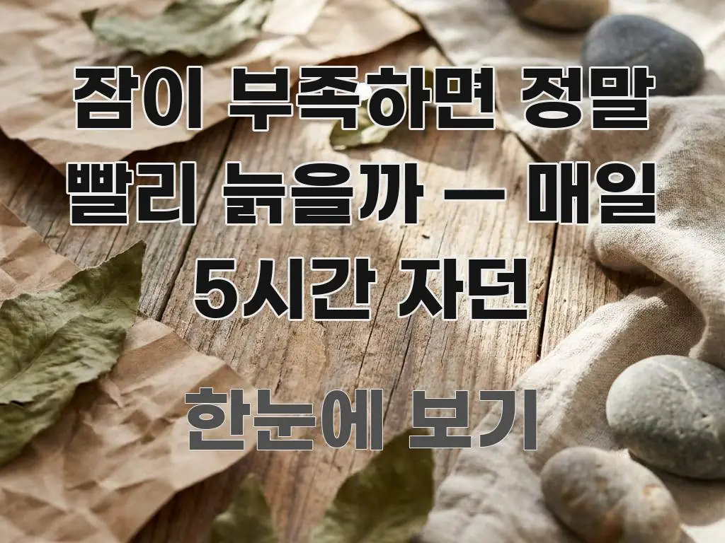 잠이 부족하면 정말 빨리 늙을까 — 매일 5시간 자던 핵심 정보 중심의 미니멀 블로그 썸네일 - 참고용 이미지